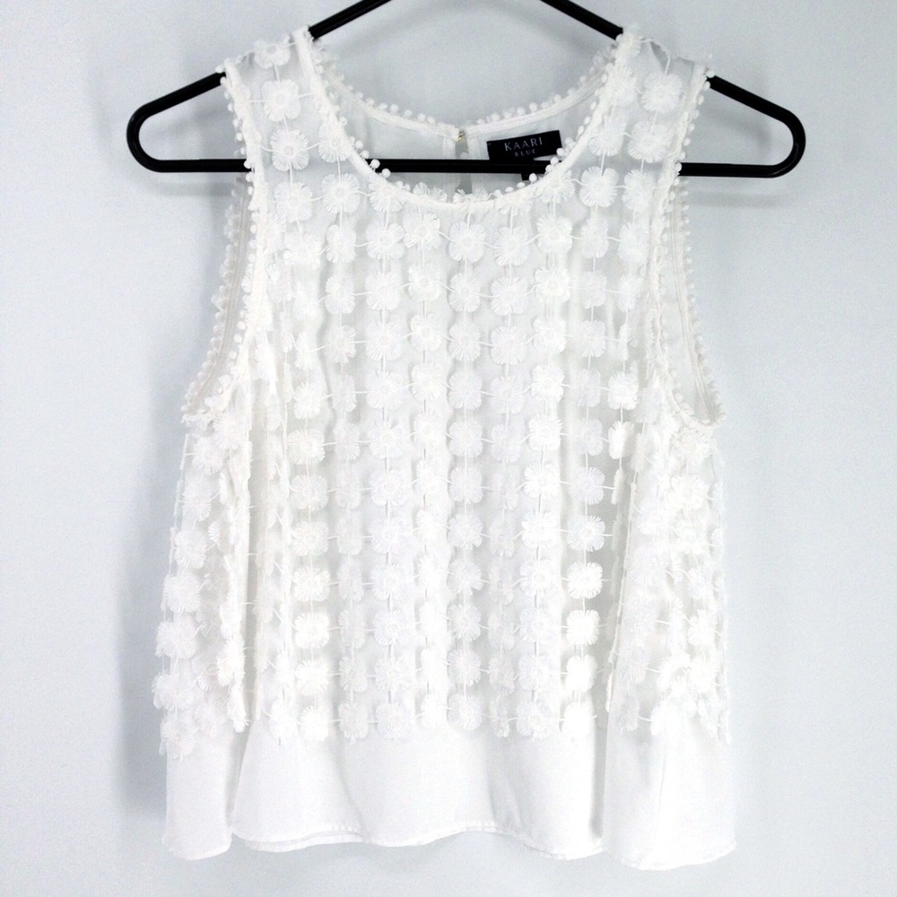 Kaari Blue Crochet Sleeveless Blouse